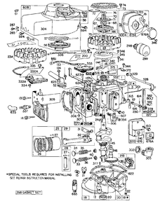 Complete Engine Assembly Diagram and Parts List for 100902-0354-XX  Briggs and Stratton Engine